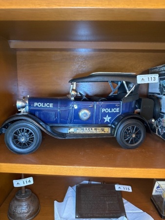 Regal China Porcelain decanter Beams Model A Police Car with original box and contains liquid