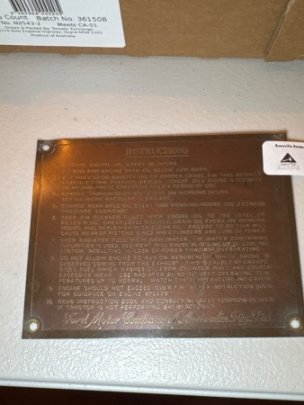 Fordson Plate for Tractor