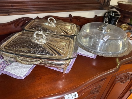 Silver plate serving dishes