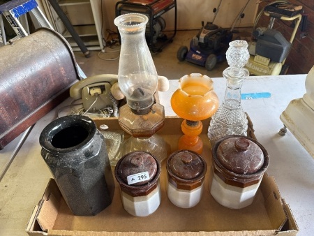 Assorted lot including lamps and jars