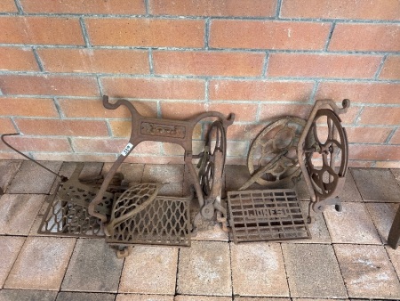 Vintage sewing machine base parts