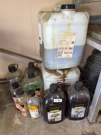 Assorted lot of linseed oil, metho, turps etc