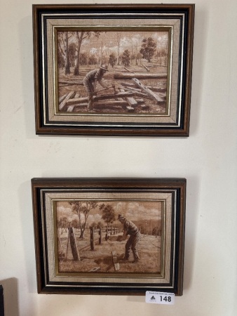 2 Settlers paintings signed Gerry White