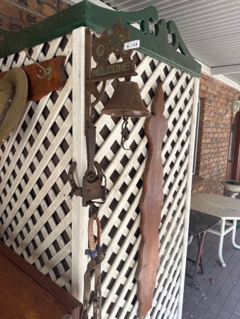 Cast Iron Welcome Bell, Rabbit Trap Coat Hanger & Bridle