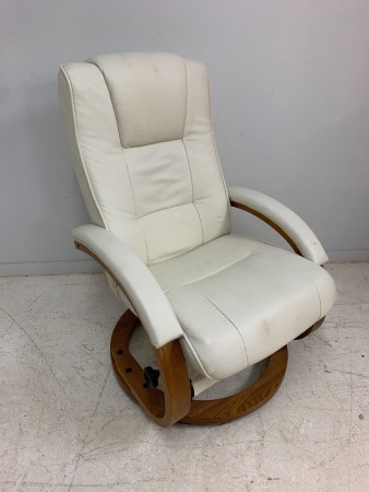 MCM Style Bentwood Frame Leather Reclining Chair