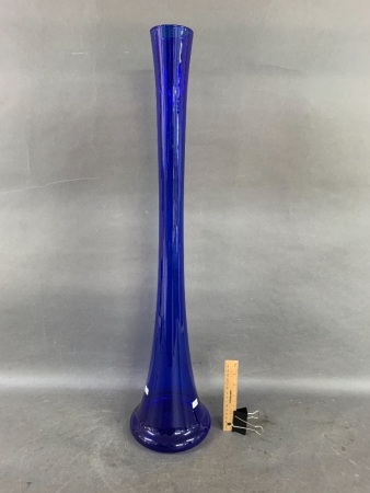 Large Cobalt Blue Glass Floor Vase