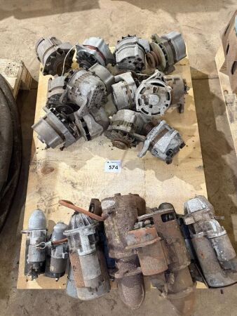 Pallet lot of starter motors and alternators