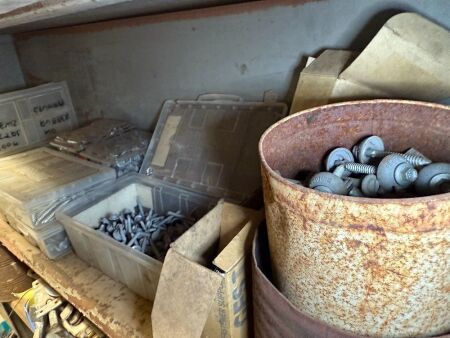 Shelf lot of wood and metal screws