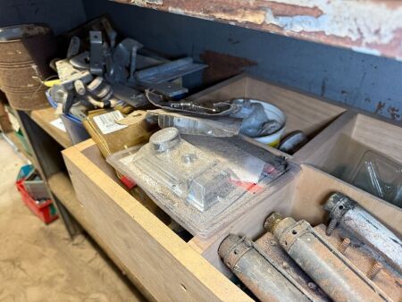 Shelf lot of hinges, locks etc
