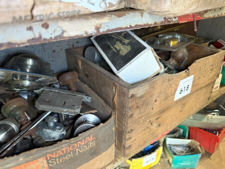 Shelf lot of door hardware
