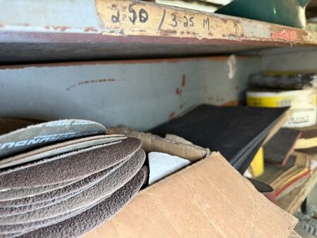 Shelf lot of abrasives - sandpaper etc