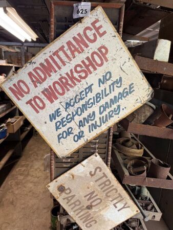 Vintage No admittance sign, punch card organiser and enamelled -Strictly No Admittance- sign