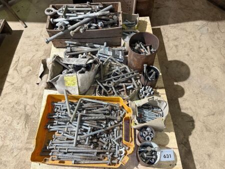 Pallet of assorted galvanised and zinc plated bolts