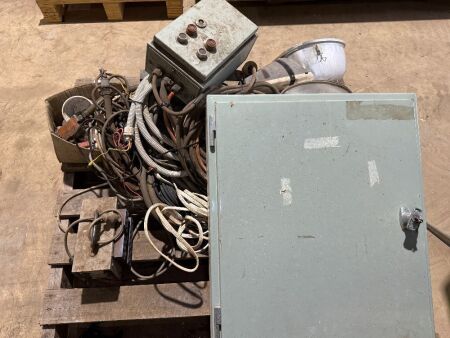 Pallet of electrical wiring, cabinet, etc.