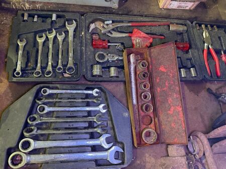 Set of Imperial Ratchet Spanners & Assortment of Tools