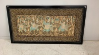 Large Framed Thai Embroidery Panel with Elephants