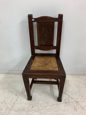 Vintage Carved Oak Folk Art Chair