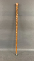 Vintage Heavy Carved Walking Stick with Paua Shell Inserts