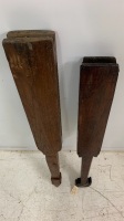 2 x Antique Carved Wooden Loom Supports - 5