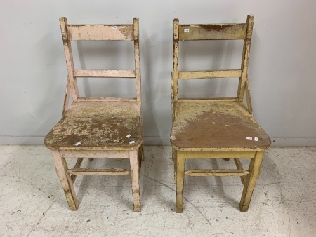 2 x Vintage Hoop Pine Farmhouse Chairs