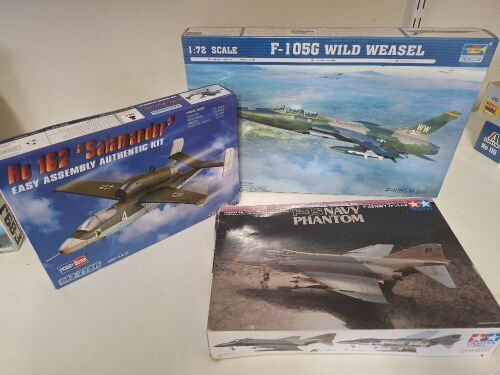 Trumpeter F- 105G Wild Weasel 1:72, Tamiya F-45 Navy Phantom1:72, Hobby boss HE 162 Salamander 1:72