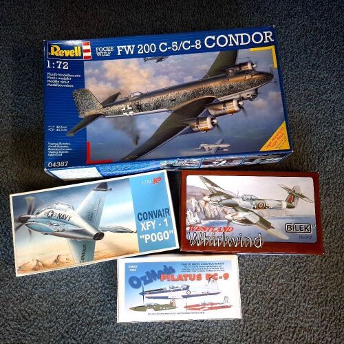Revell FW 200 C-5/C-8 Condor 1:72, KD Convair XFY -1 Pogo, Omit Plaits PC-9, Bilek Westland Whirlwind
