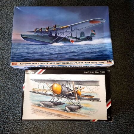 Special Hobby Heinkel He 59D 1:72, Hasegawa Kawanishi h6K5 Type 97 Flying Boat Model 23w/Radar 901st Flying Group