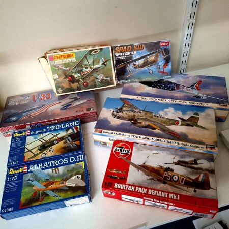Selection of 8 Model Planes inc. Revell, Academy, Matchbox, Airfix & Hasegawa