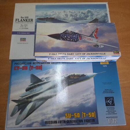 Zvezda CY-50 Russian Fifth Generation Fighter, Hasegawa F-106A Delta Dart City of Jacksonville 7 Su-35S Flanker