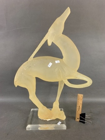 Large Vintage Crystalite Springbok Sculpture