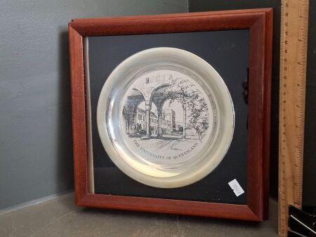 Franklin Mint Sterling Silver Mounted Commemorative Plaque -Uni of QLD 1979