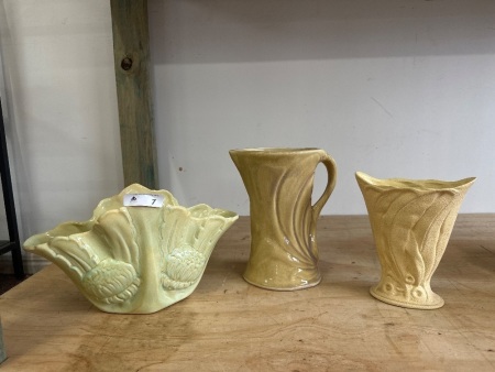 3 Vintage Art Deco Vases