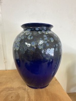 2 Blue Art Deco German Pottery Vases - 4