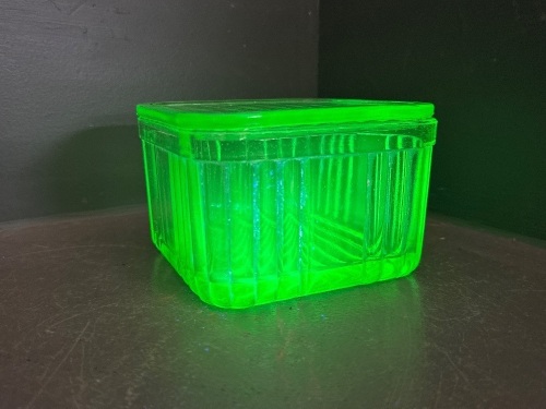 Uranium Glass Butter Container