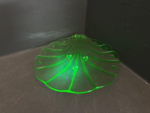 Art Deco Shell Inspired Uranium Glass Plate