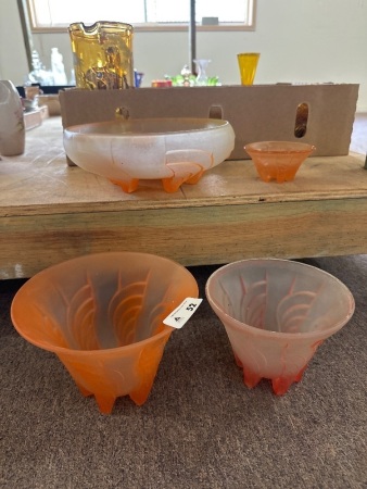 Pink and Orange Frosted Glassware