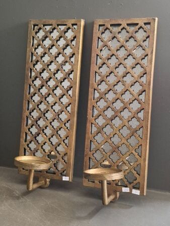 Brass and mirror wall mount candle holders