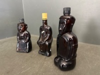 Mid 20th‑century amber glass figural liquor/novelty bottles x3 Kailua - 2