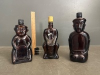 Mid 20th‑century amber glass figural liquor/novelty bottles x3 Kailua - 5