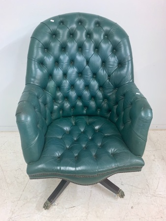 Large Green Leather Moran Chesterfield Office Chair