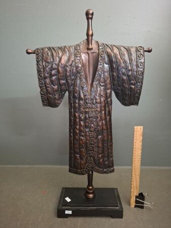 Bronze Look Statue of Asian Robe on Stand
