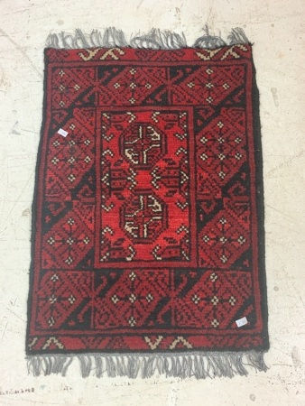 Small Hand Knotted Wool Tribal Mat