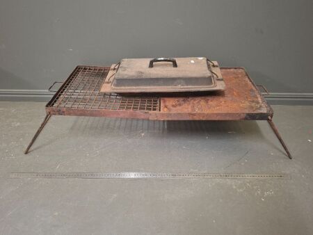 Lidded Camp Oven with Fire Cooking Rack