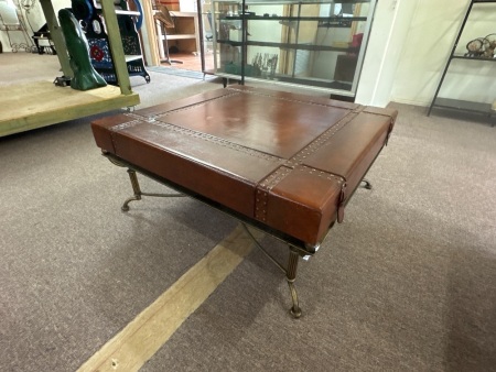 Large Occasional Table with Leather Look Top