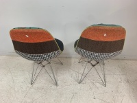 Pair of Mid Century Style Upholstered Chrome Eiffel Chairs - 4