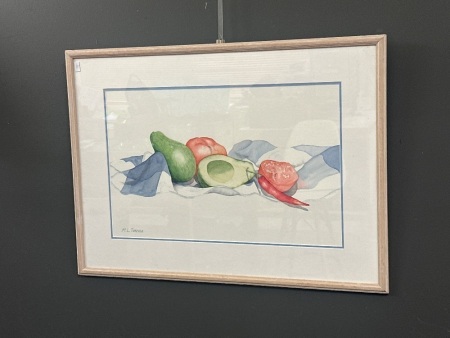 Still Life of Vegetables, Water Colour by M.L.Turner