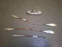 Antique Hallmarked Sterling Silver Handled 5-Piece Manicure Set - Includes Vintage Button Hook - 2