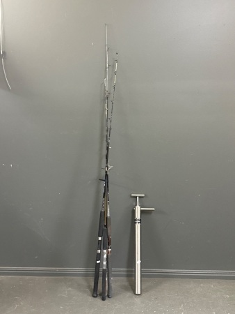 4 Fishing Rods & Wilson Yabbie Pump