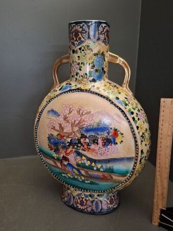 Large Hand Painted Asian Vase