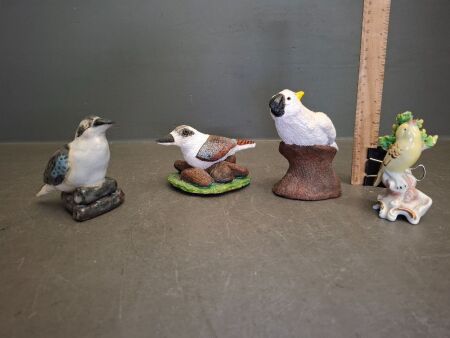 3 Pottery Birds and 1 Ceramic